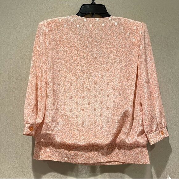 Vintage 80’s pink geometric layered blouson blouse - Picture 10 of 15